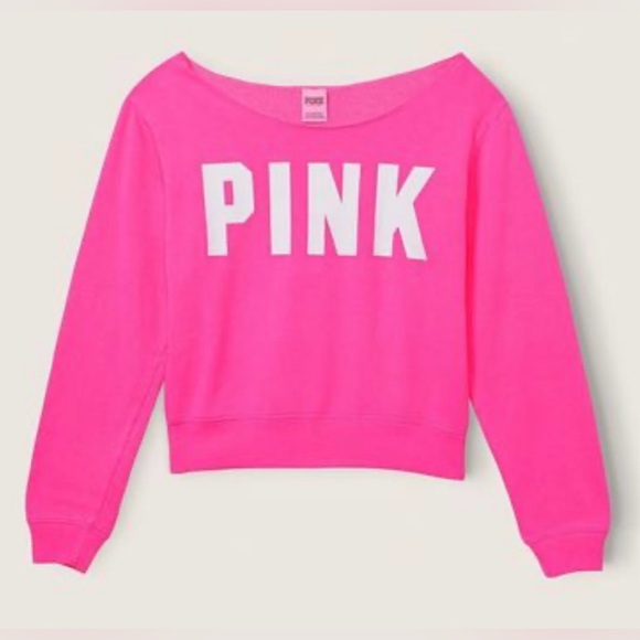 PINK VS Everyday Lounge Off The Shoulder Sweatshirt - Picture 2 of 9